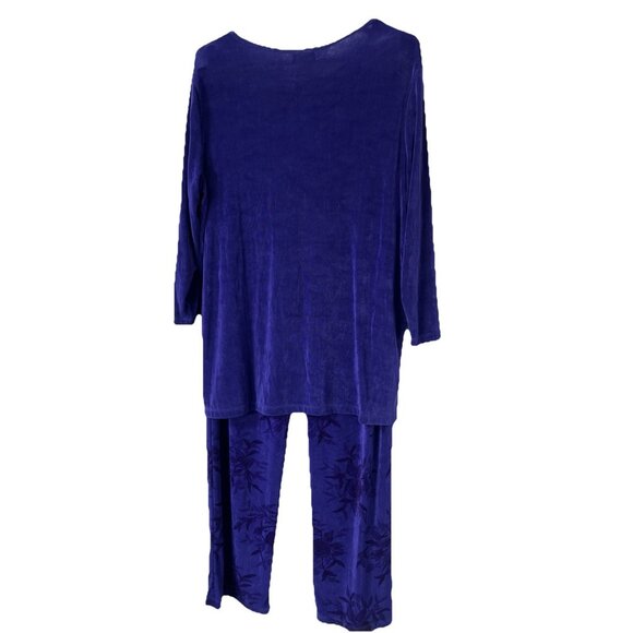 Citiknits 3/4 Sleeve Blouse Top Pants Set Sz L Purple A35020 Lounge Wear VTG - Picture 7 of 16